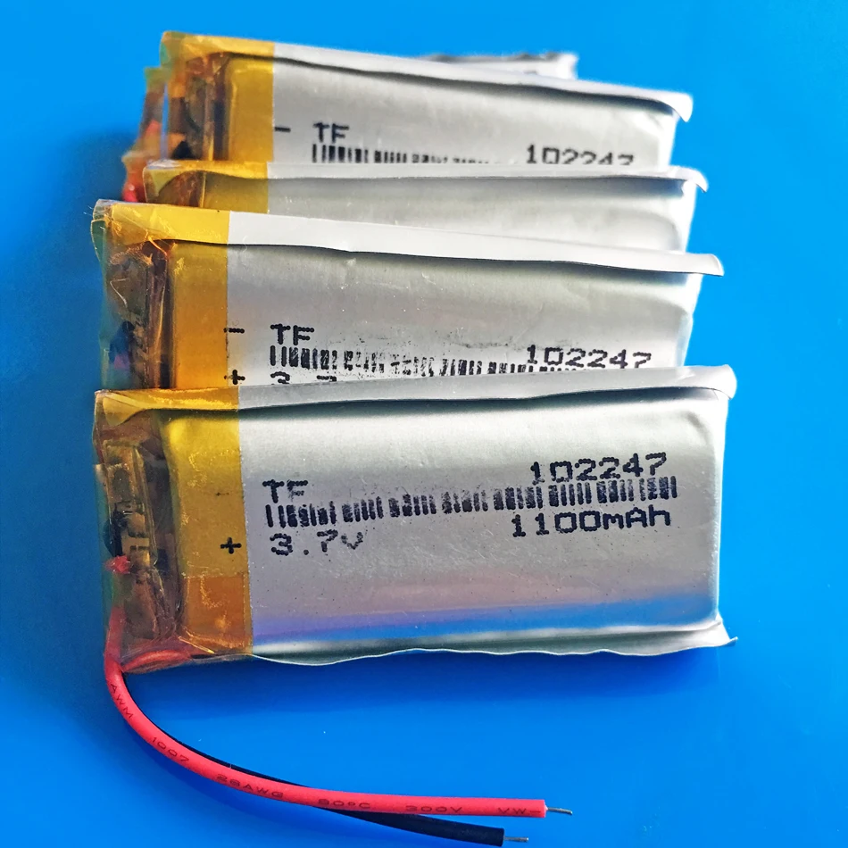 5 pcs 3.7V 1100mAh 102247 Lipo Polymer Lithium Rechargeable Battery For MP3 GPS PDA DVD Bluetooth Recorder E-book Camera Speaker