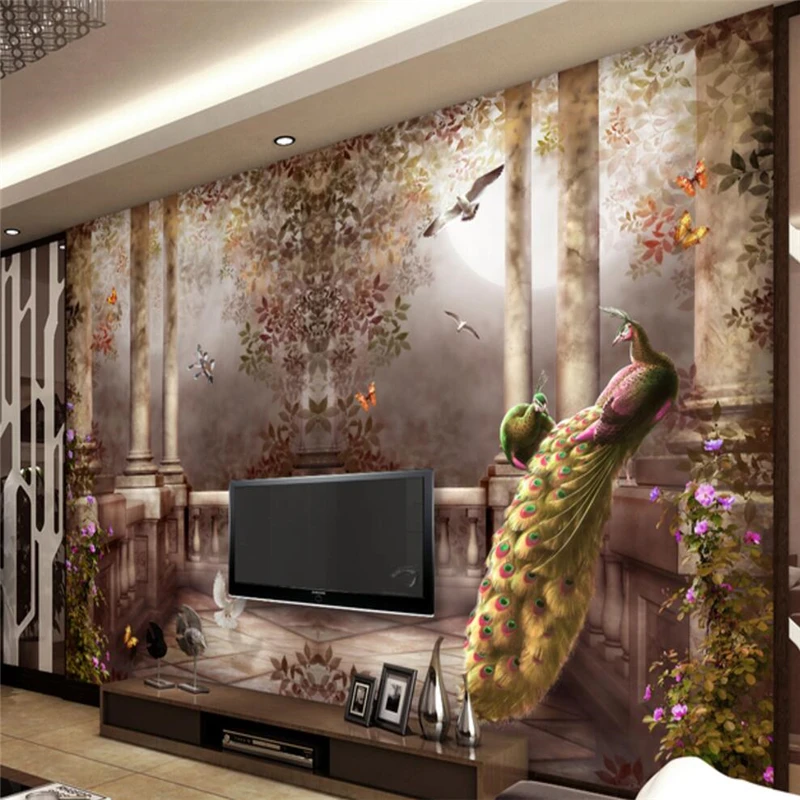 

wellyu papier peint wallpaper for walls 3 d Custom wallpaper European Style 3D Rose Roman Columns TV Walls papel parede