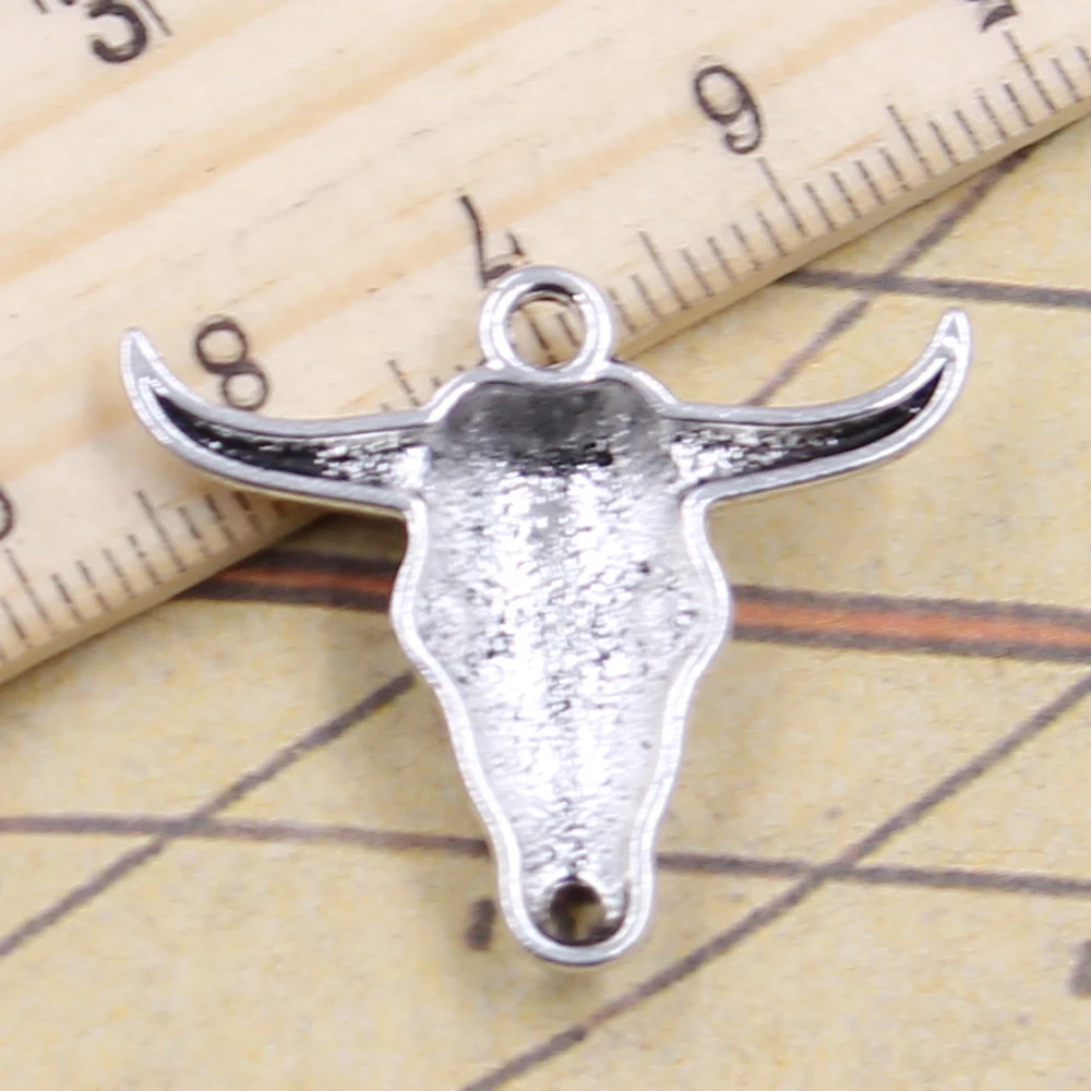 10pcs Charms Skull Bull Ox Head 25x29mm Tibetan Bronze Silver Color Pendants Antique Jewelry Making DIY Handmade Craft Pendant