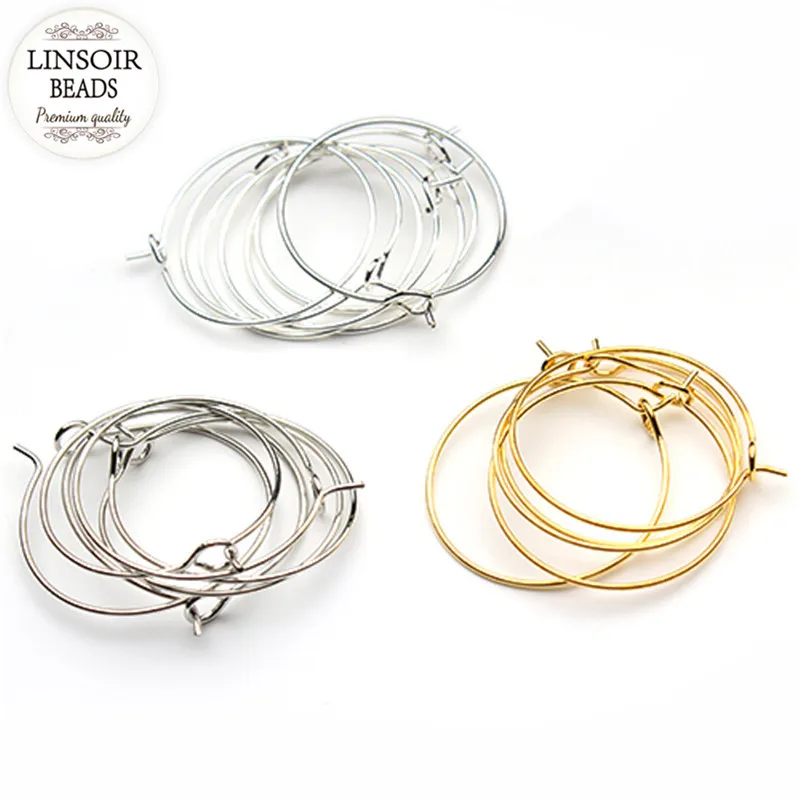 50pcs/lot Gold/Silver/Rhodium Color Ear Wire Hook  Diameter Earring Hoops Findings For DIY Jewelry Making F2399