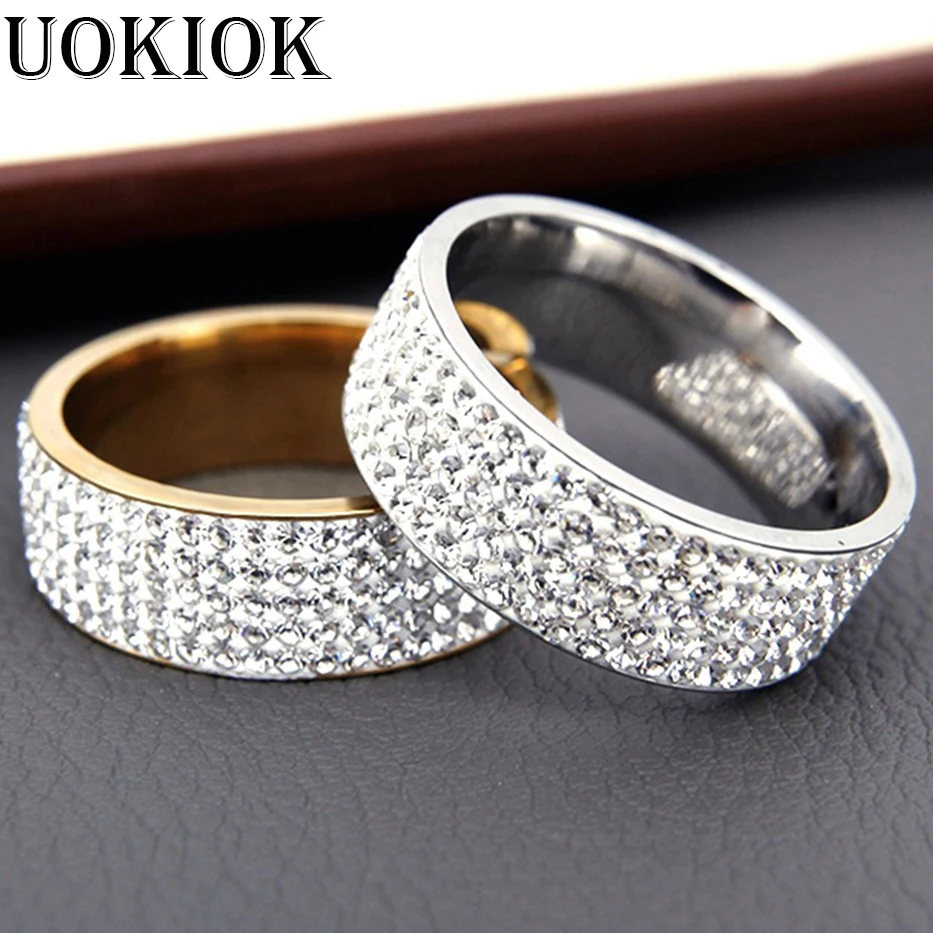 Biżuteria Hip Hop Iced Out obrączka zaręczynowa złoty kolor srebrny stal nierdzewna stalowe pierścienie dla kobiet i mężczyzn hurtownia Bague Femme
