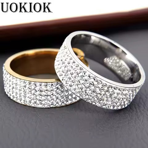 Hip Hop Jewelry Iced Out Engagement Wedding Ring Gold Silver Color Stainless Steel Rings For Women &amp; Men Wholesale Bague Femme