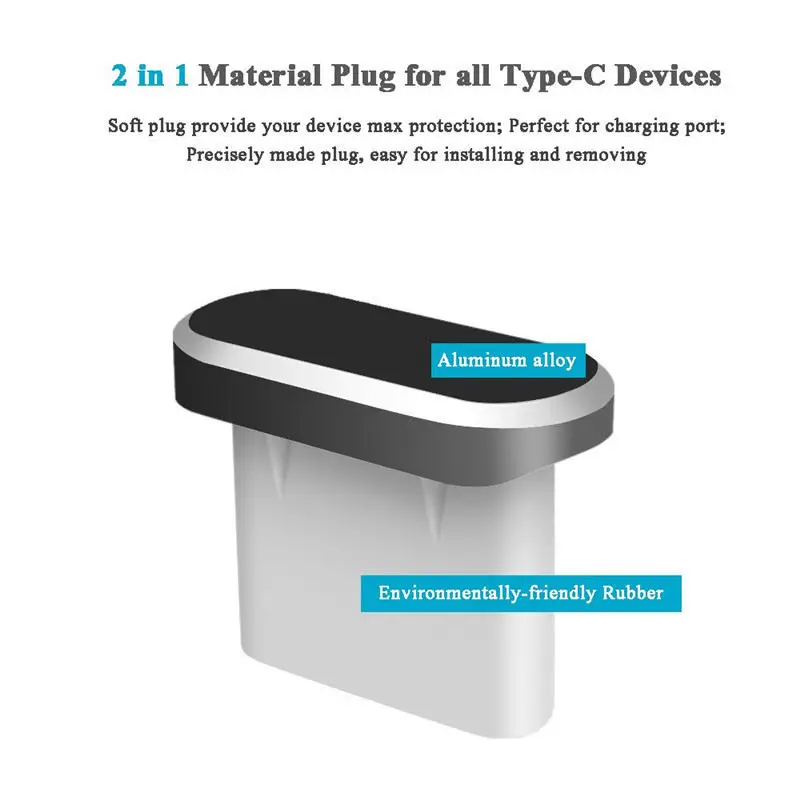 Usb C Aluminum Dust Plug Set Type-C Charging Port 3.5Mm Headphone Jack Cell Phone Accessories For Huawei Mate 20