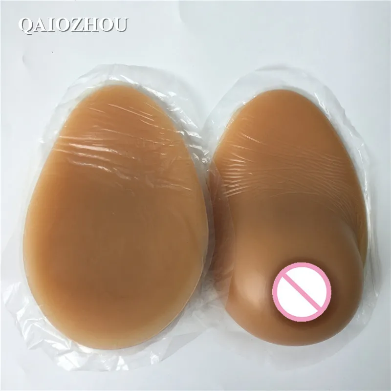 600 g/pair B cup self adhesive fake silicone breast form transgender shemale fake prosthesis realistic sagging shape