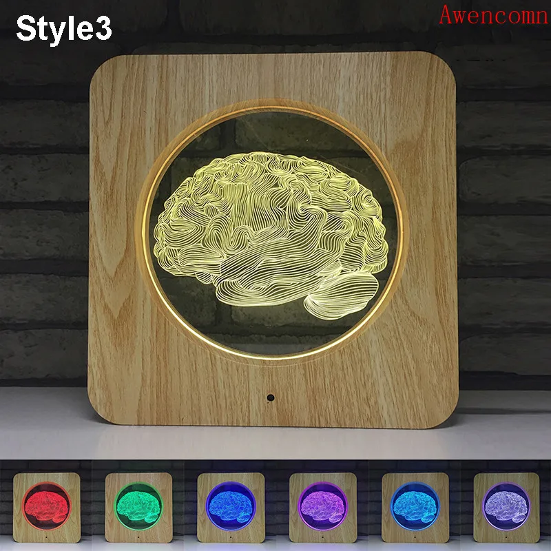 Brain Design Frame 3D LED ABS Plastic Night Light DIY Customized Lamp Table Lamp Kids Colors Gift Home Decor Dropshipping
