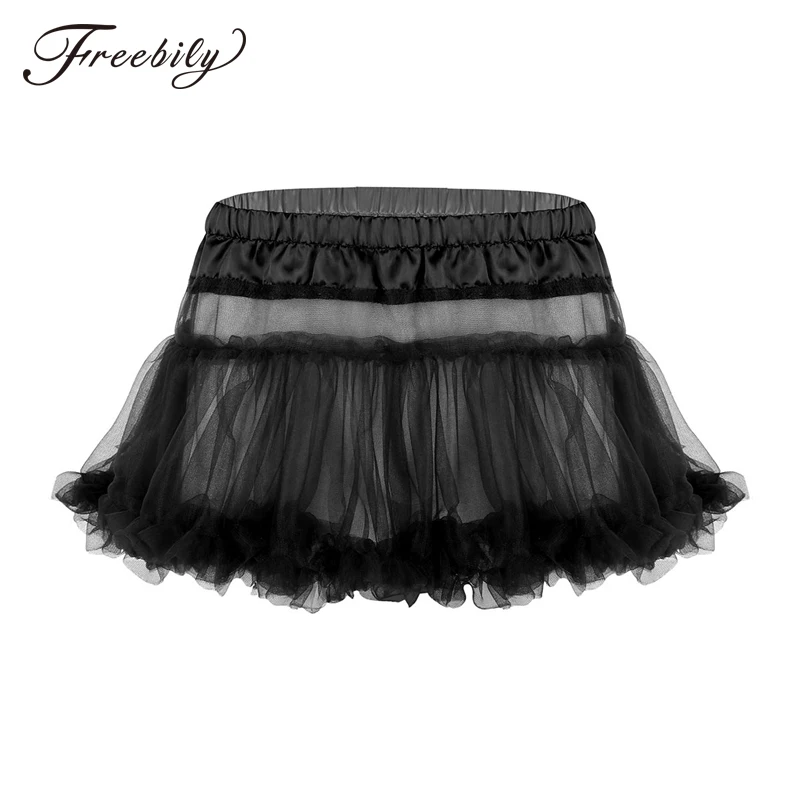 

Mens Sissy Lingerie Panties Skirts Satin Elastic Waistband Frilly Ruffled Soft Tulle Layered Skirt Short Man Babydolls Mini Tutu