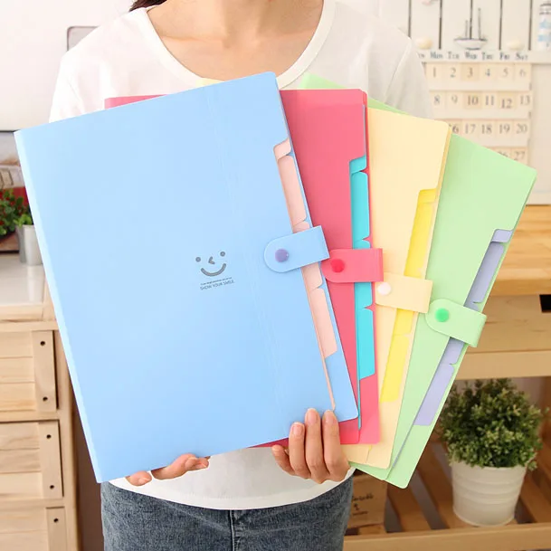 

Free shipping folder multifunctional a4 file bag candy pp file folder data book orgnan bag office supplies