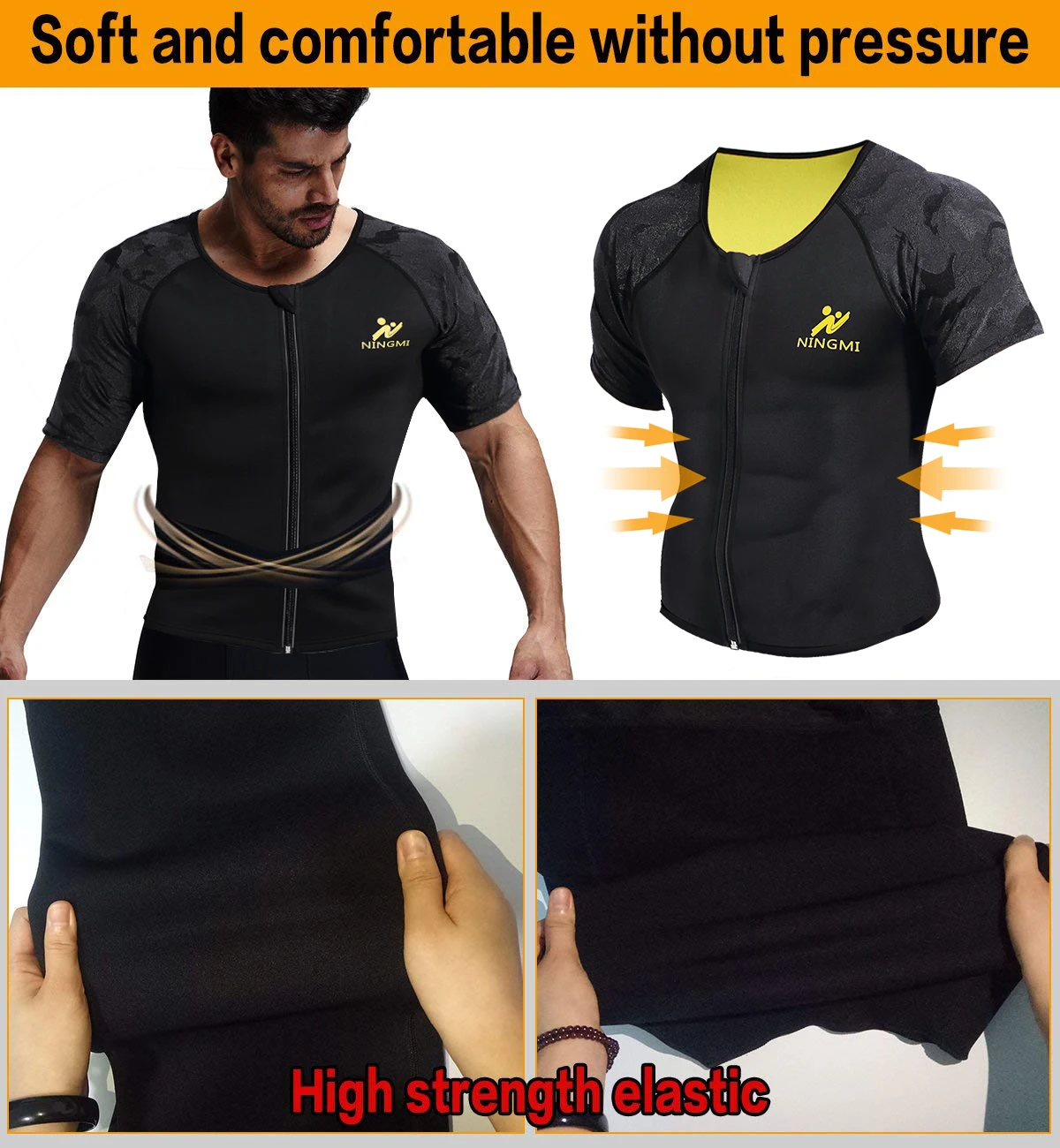 SEXYWG Sport Top Slimming Waist Trainer Neoprene Sauna Vest Weight Loss Body Shaper Yoga Shirt with Zip Mesh Tank Top Shapewear