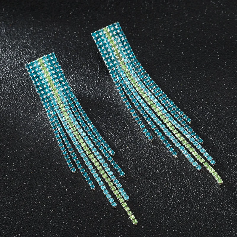 Charm Wedding Long Tassel Crystal Earrings for Women Statement Earrings Jewelry Party Prom Korean Earrings Jewelry Gift
