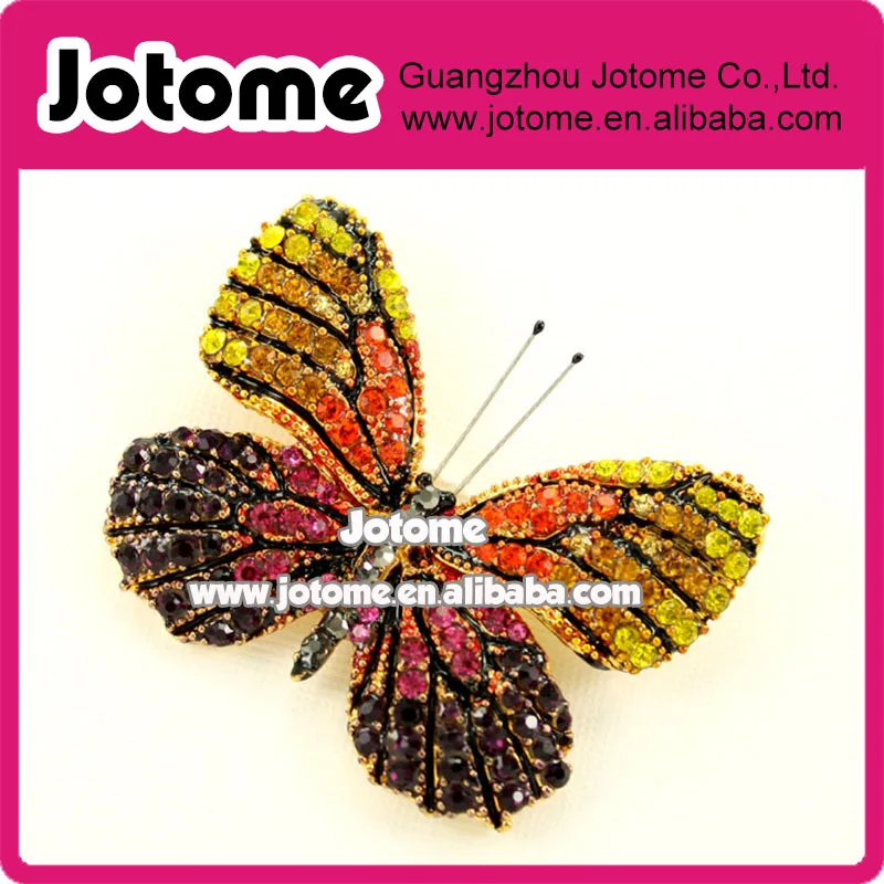 1.75W x 1.5H inches Multi Color Simulated Monarch Butterfly Brooch