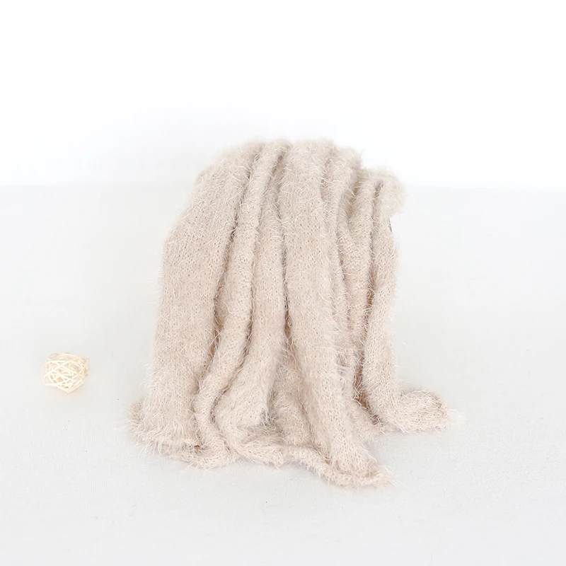 Fluffy Baby Stretch Knit wraps Baby Swaddle Blanket Fabric Newborn Jersey Wrap Photography Props Fuzzy stretch Knit Layer Filler