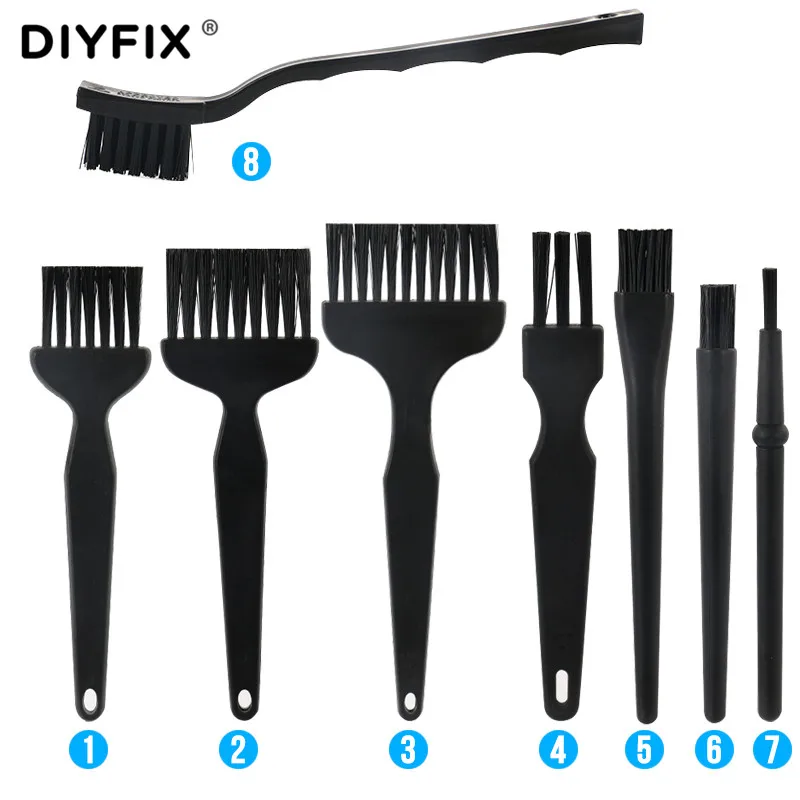 

DIYFIX 8 in 1 Anti Static Dust Brush ESD Safe Hard Cleaning Brush for BGA SMT PCB Board Rework Repair Clean Tools Set