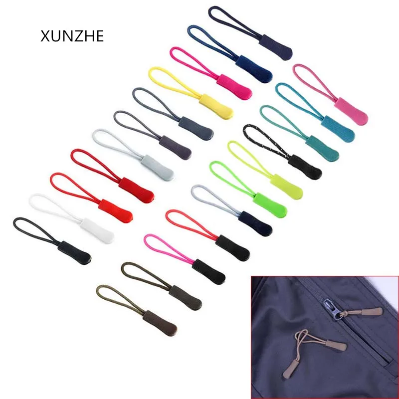 50Pcs PVC colored cord zipper Pull Apparel tactical backpack accessories zipper DIY zipper head cord rope strap for phone slider