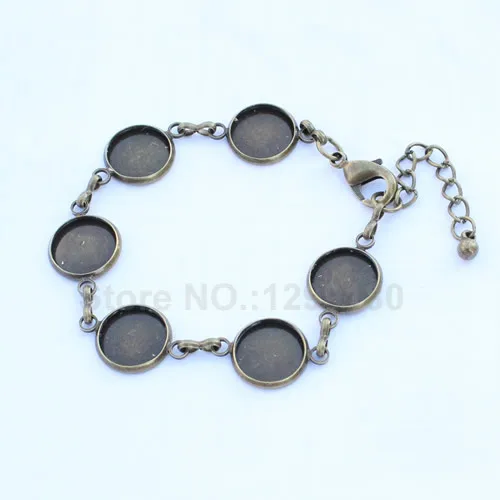 Onebeading Copper 12mm Round Cabochons Bracelet Vintage Blank Bezel Tray Base For DIY Making Accessory Length 45cm 2 Strands
