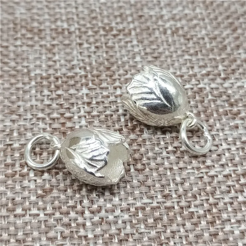 3pcs of 925 Sterling Silver Flower Budding Charms Pendants for Necklace Bracelet Earring