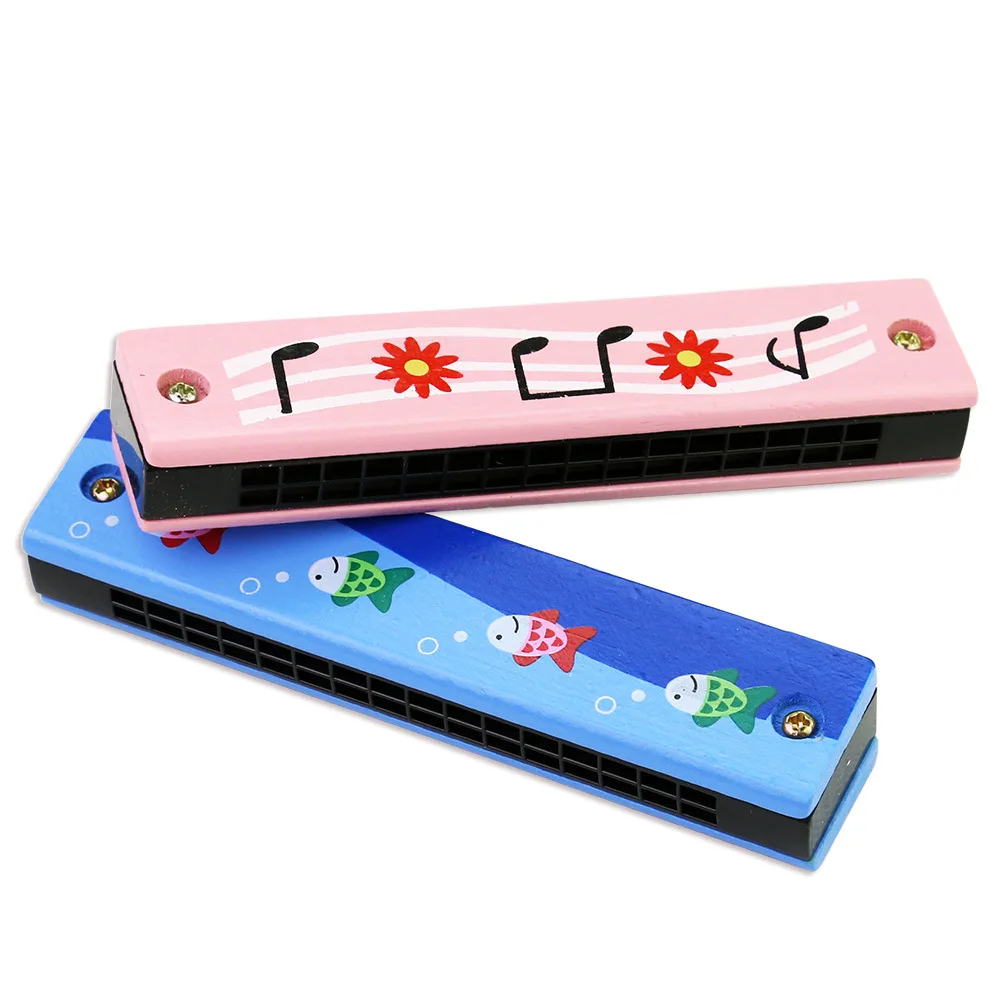 Colorful Musical Wooden Painted Harmonica Educational Instrument Toy for Kids Children Gift Randomly Kid high quality