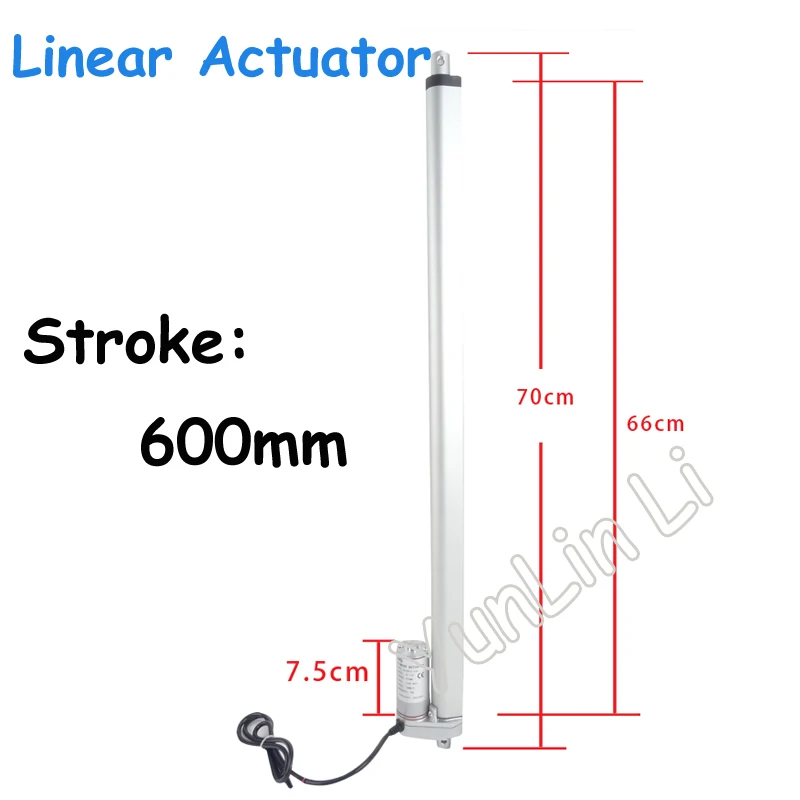 

Электрический линейный привод, ход 600 мм, постоянный ток 112 в, 24 В, 36 В, мощный двигатель, нагрузка 750N, линейный привод, трубчатый двигатель
