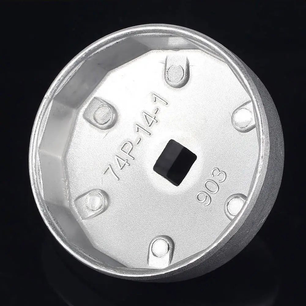 Portable Wearproof Rust-proof Hattype Aluminum Oil Filter Wrench Socket Remover Tool 74mm 14 Flute Oil Filters Element Spanner