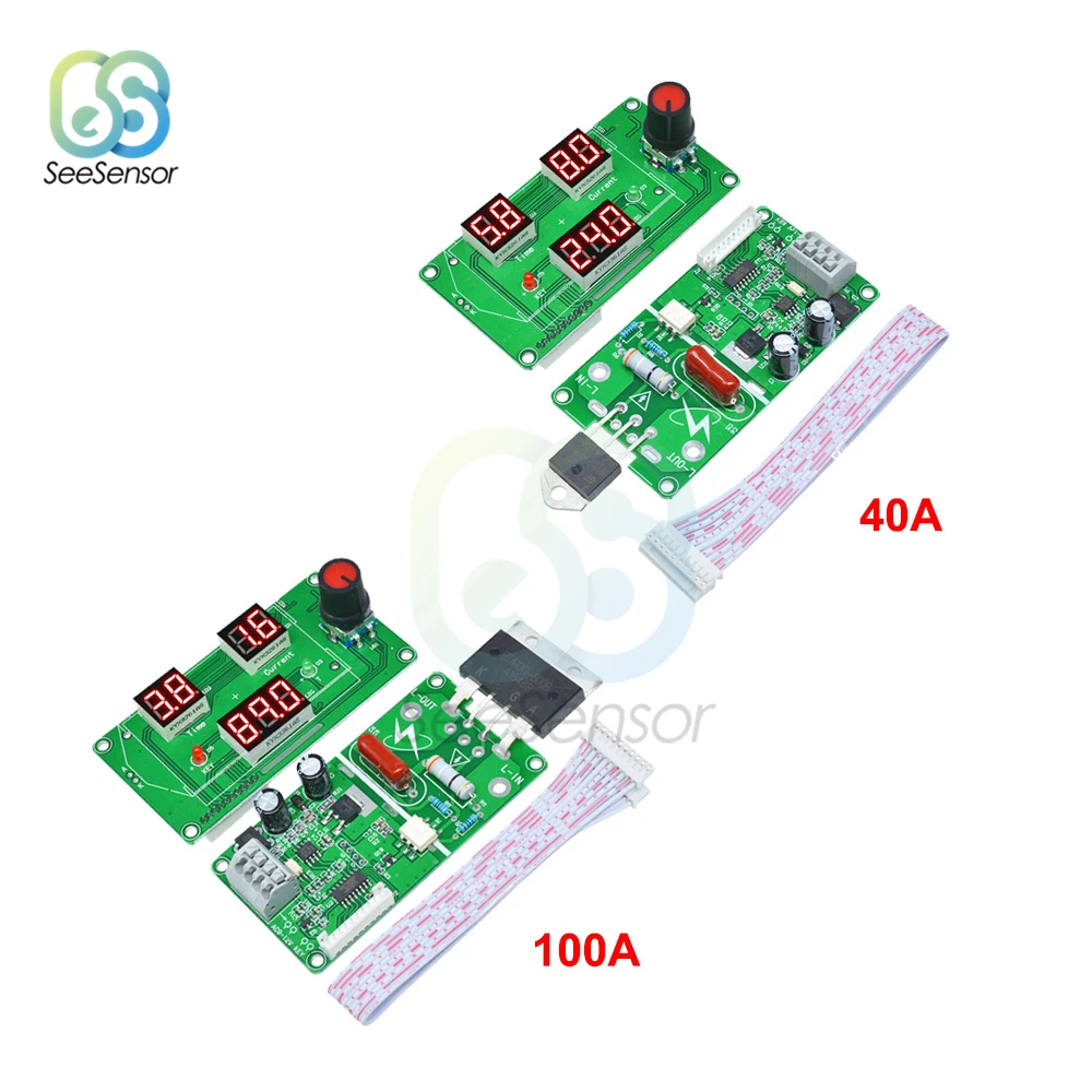 40A 100A LED Digital Single Pulse Encoder Spot Welder Welding Machine Transformer Controller Board Module DIY Battery Welding