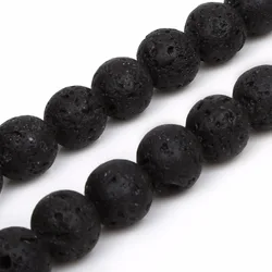 32-93Pcs Black Volcanic Lava Beads Lava Natural Stone Beads Round Volcanic-Stone Wholesale for Jewelry Making 4-12mm