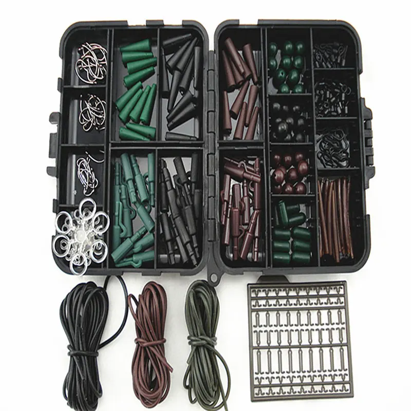 

Горячая распродажа! 1 набор различных аксессуаров для ловли карпа состоит из крючка, вертлюга, бусин, втулок, резиновых трубок, пробки для волос и т. д.