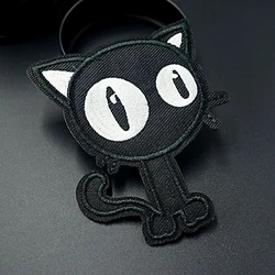 Pulaqi Punk Cat Dead God Toppe ricamate termoadesive per abbigliamento Toppe con strisce teschio nero su panni adesivi applique