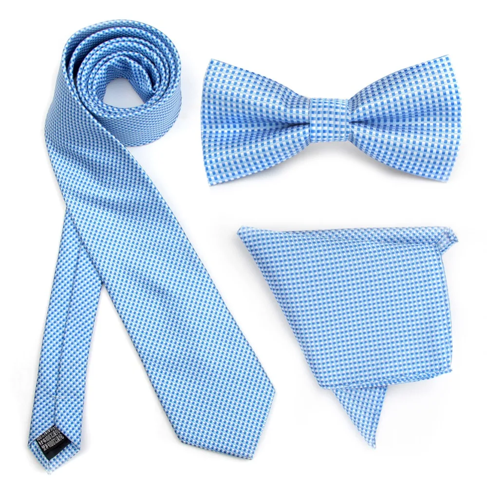 

HOOYI 2019 Men's Neck Tie Set Fashion Necktie Bowtie Hankerchief for wedding Business