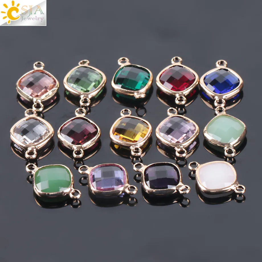 CSJA-Cuentas de cristal de Murano de tamaño pequeño, conector de cuentas sueltas facetadas de doble agujero para pendientes, accesorios de joyería