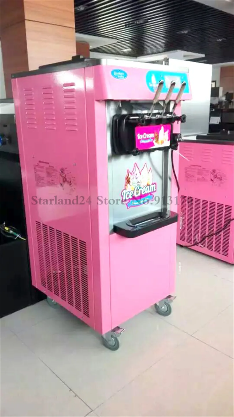 Sundae Ice Cream Equipment Brand New Soft Ice Cream Machine 220v Verticial Type with Casters LED Display