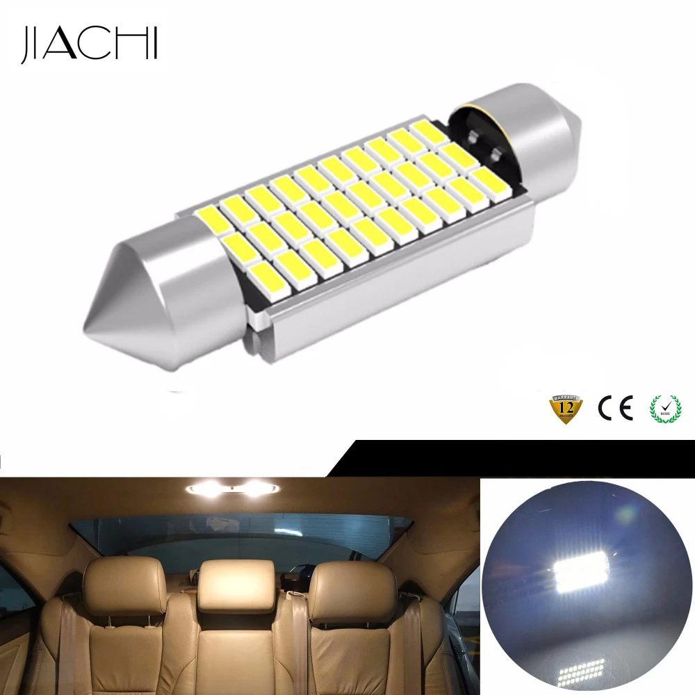 

JIACHI Wholesale 100PCS Festoon 39MM Led Lamp Canbus C5W C10W 12V No Error 3014Chip 30SMD Car Interior Reading Light White 300LM