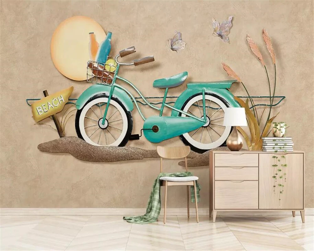 

beibehang Custom HD 3d wallpaper mural European 3D stereo bicycle wall decoration painting wallpaper for living room tapety