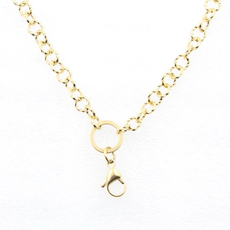 Carvort New arrival 7.0mm width 24'' Stainless steel Circular embossed chain chain for floating locket