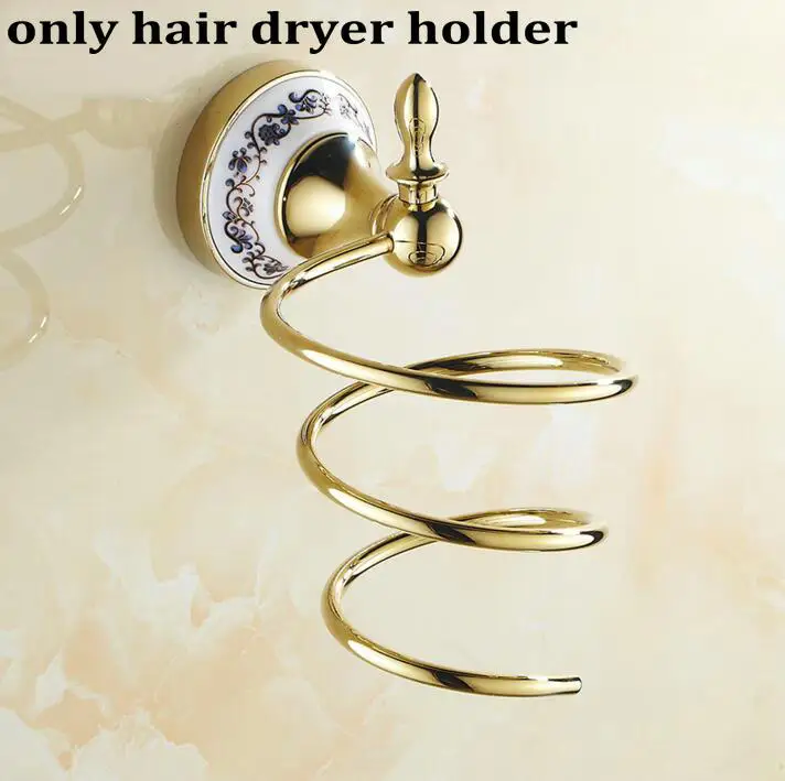 Golden Polished Porcelain Bathroom accessories Bath Hardware Set Towel Bar Paper Holder Cloth Hook