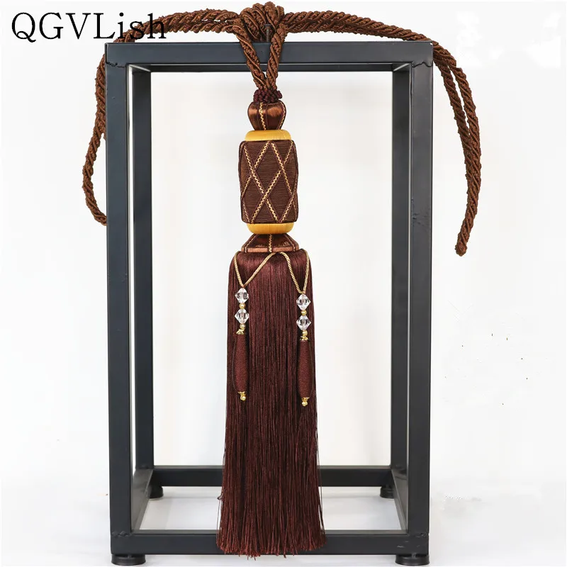 

QGVLish 2Pcs Curtain Tie Backs Tassel Fringe Ropes Hanging Belt Brush Curtain Buckles Clasp Clips Curtain Accessories Home Decor