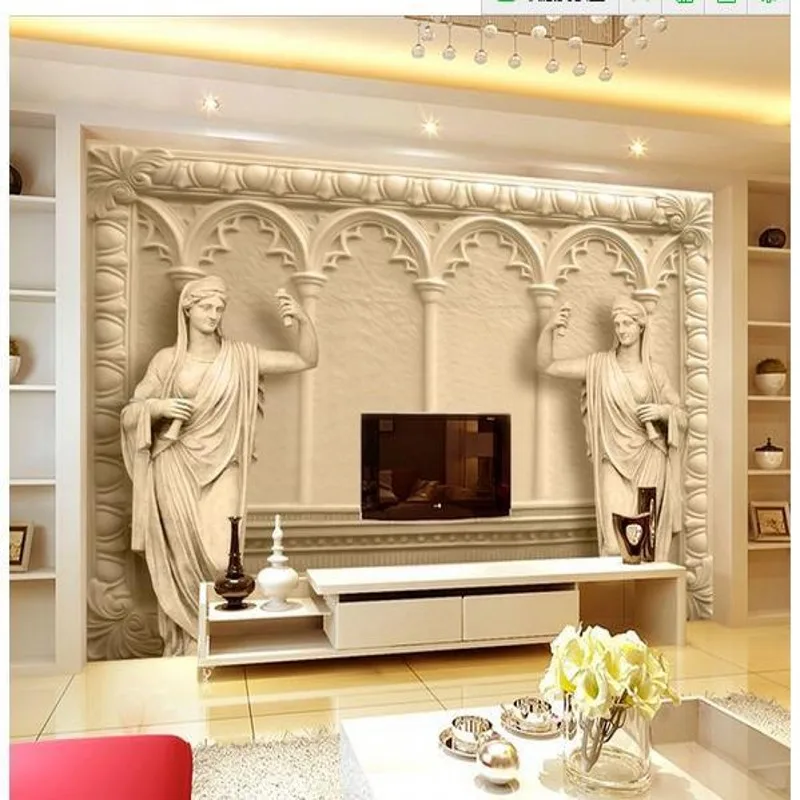 Customize 3D Wall Paper European Luxury Villas Pattern Bedroom Decorative Vinyl Fabric Adhesive Sticker for TV Backdrop
