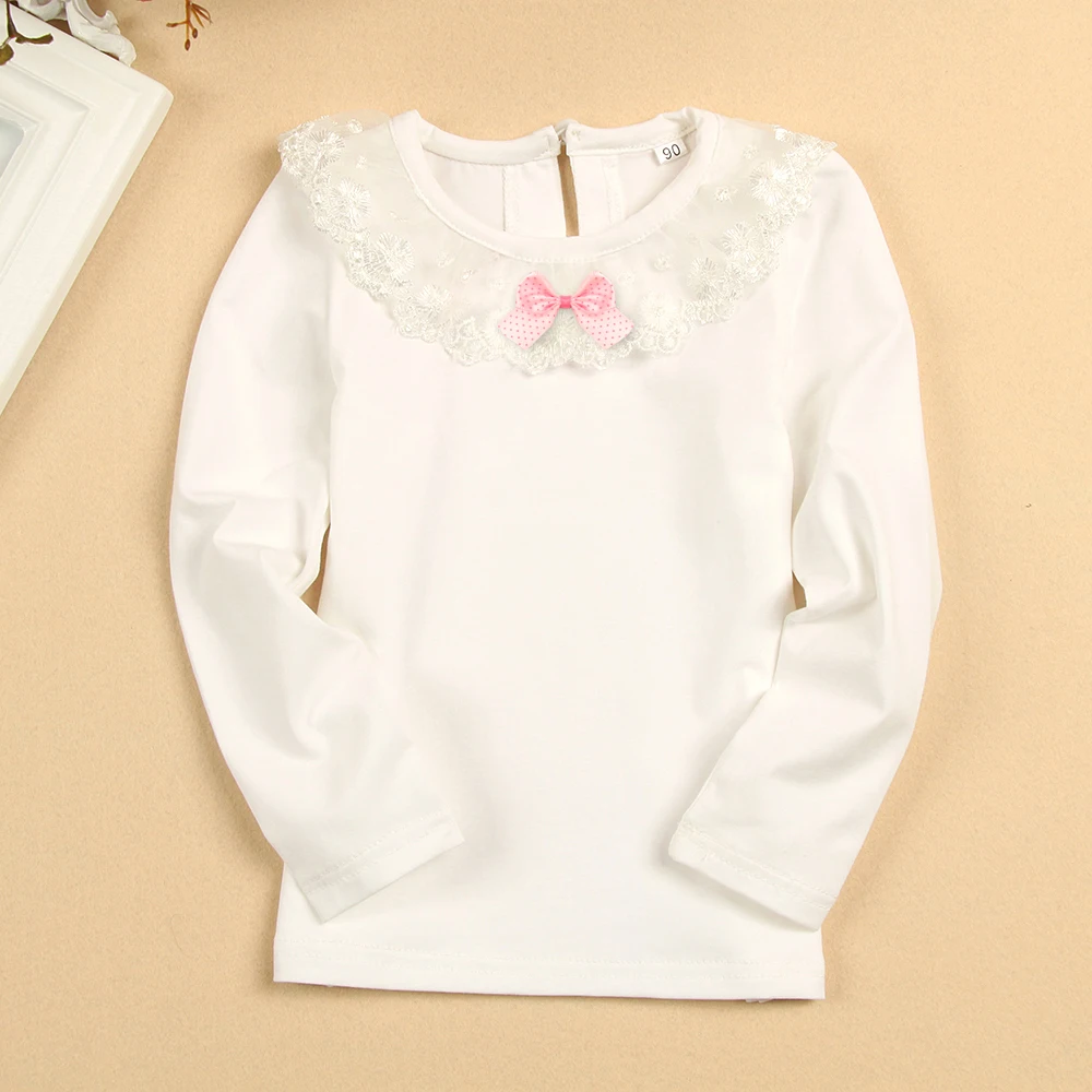 

Girl O-neck Long-sleeve Basic Sweater Kids Spring Autumn Underwear Cotton Clothing GirlS Bottoming Shirts White T shirt