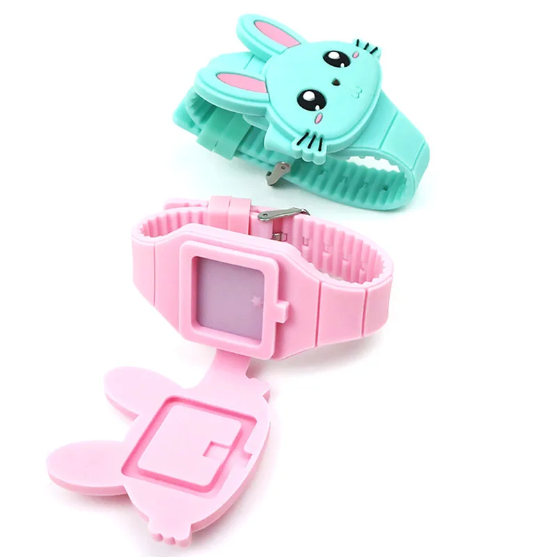 Kids Watches Children Cute Rabbit Cat 3D Cartoon LED Electronic Watch Boys and Girls Silicone Toy Wrist Watches Birthday Gifts