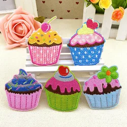 5pcs/lot Small Cupcake Patches Iron On Applique for Clothes DIY Craft Accessory Cartoon Cute Fabric Sticker