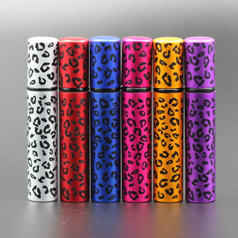 

50pcs/Lot 8ml Hot Leopard Refillable Portable Mini Perfume Bottle Travel Aluminum Glass Spray Atomizer Empty Parfum Scent Bottle