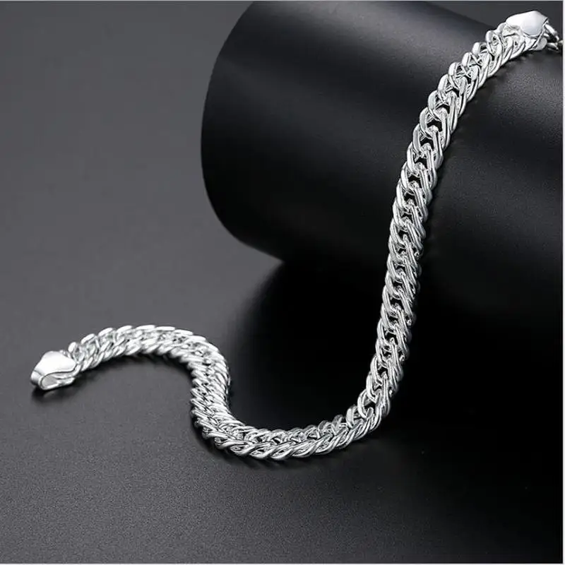 TJP Top Quality Silver 925 Men Bracelets Jewelry Charm Silver Link Chain Bracelet For Boy Accessories Fashion Valentine\'s Day