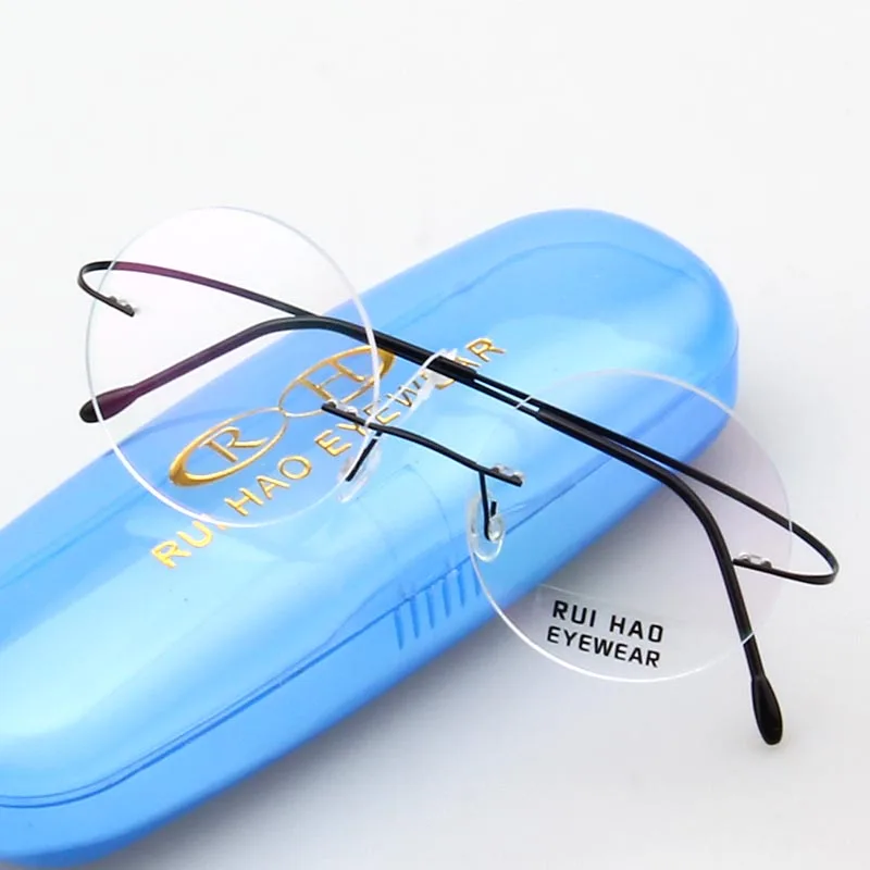 Round Rimless Eyeglasses Frame Concise Glasses Frames Spuer Light Optical Spectacles Can Change Shape