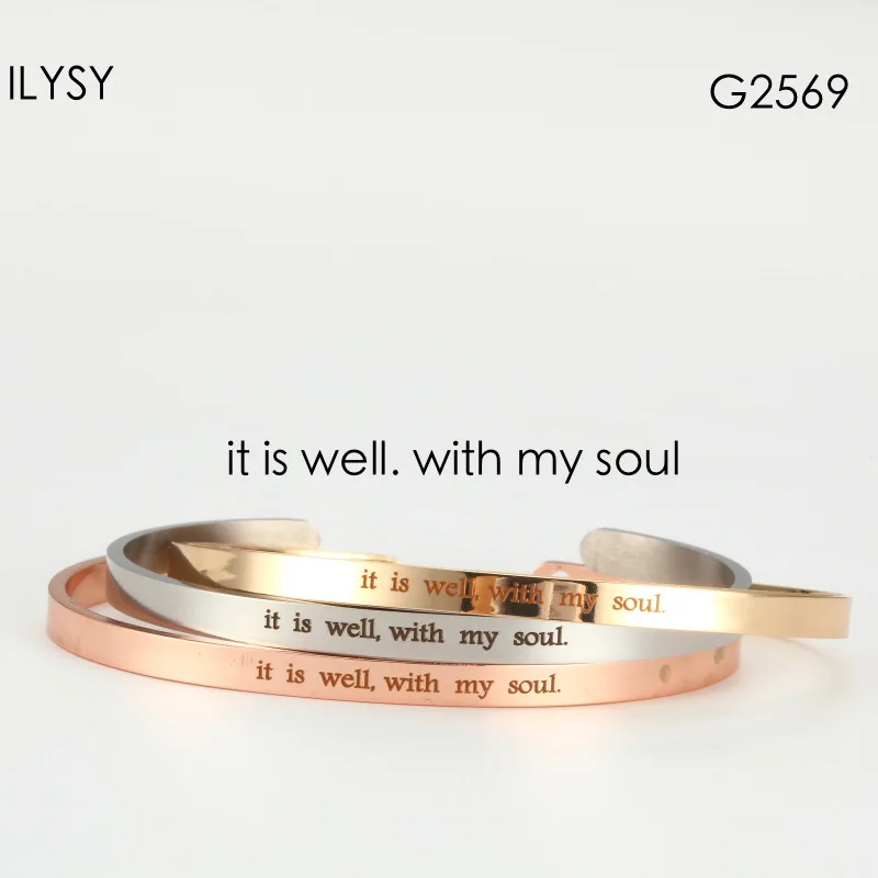 3pcs/lot 2018 New stainless steel 4mm width Engrave you are stronger than you seem Friendship simple Bangle Bracelet for women