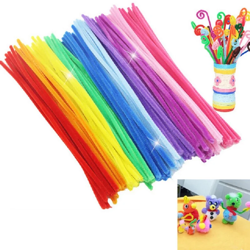 100pcs 6mm Chenille Stems Pipe Cleaners Children Kids Plush Educational Toy Crafts Colorful Pipe Cleaner Toys Handmade DIY Craft