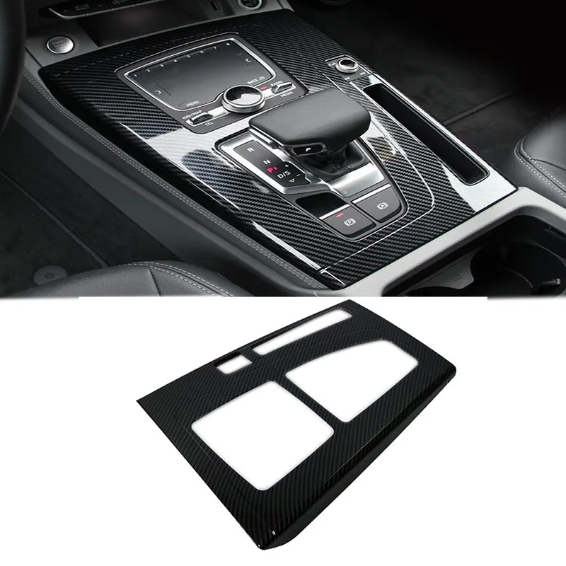 

Car Styling Carbon fiber look /Chrome Matte Interior Gear Shifter Panel Media Control Cover Trim LHD For Audi Q5 FY 2018 19