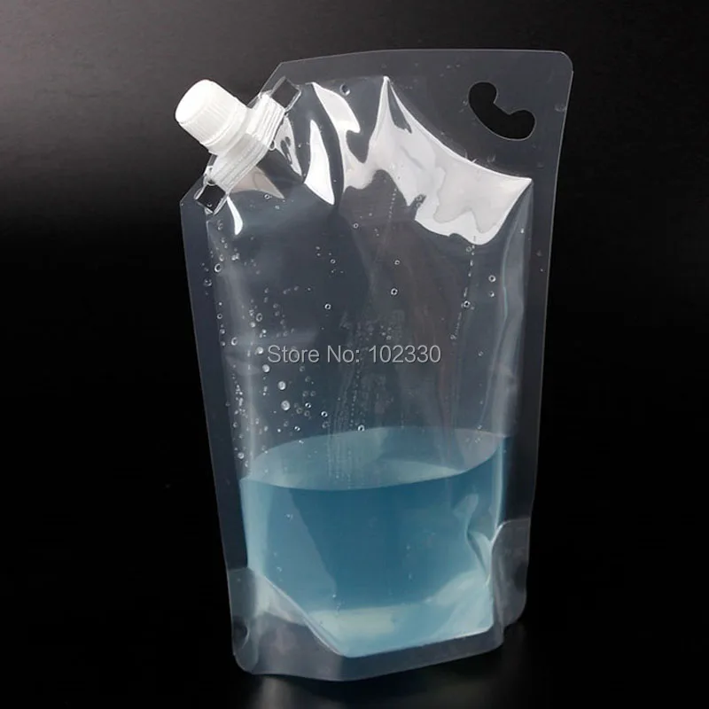 

100pcs/lot 1L 2L Stand-up Plastic Drink Packaging Bag Spout Pouch For Beverage Liquid Juice Milk Coffee