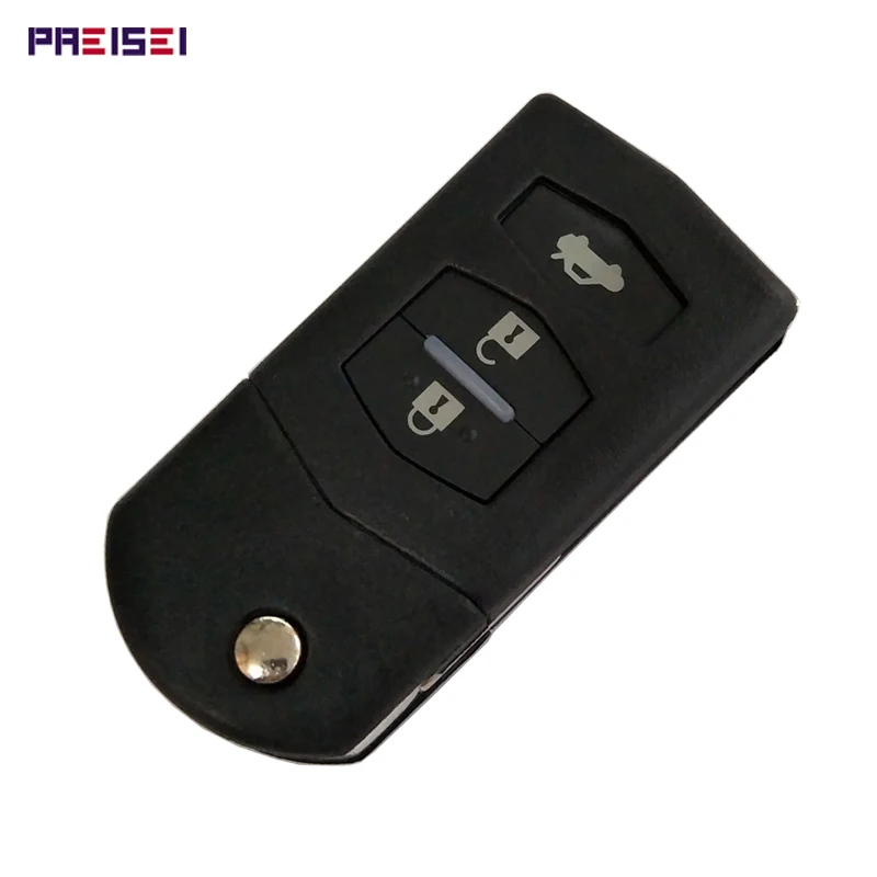 

PREISEI 10pieces/lot 3 Buttons Car Flip Key Replace Covers Fob For Mazda Remote Key