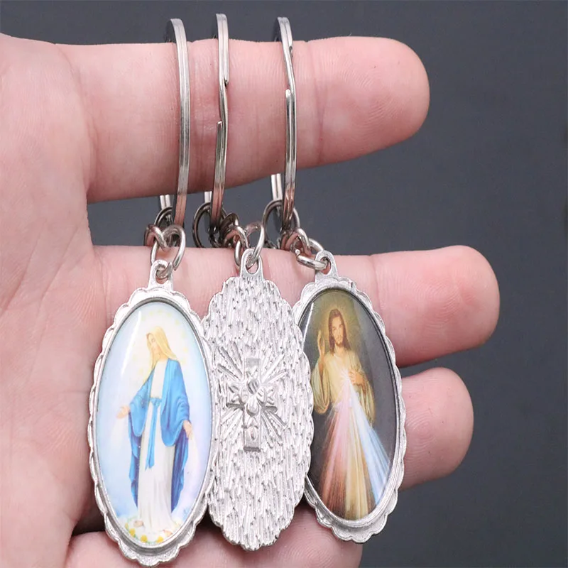 Cross of Jesus Christ Cross Icon Keychain Virgin Mary Keychain Mercy Jesus Keychain Pendant Auto Accessories