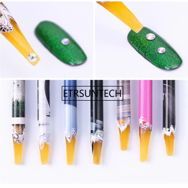 Nail Jewelry Nail Crayons Point Pen Sticky Drilling Sticky Pen Nail Paste Stick Beauty DIY White yellow Core Nail Tool F1678