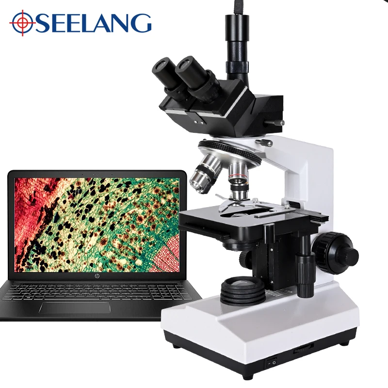 Professional Lab biological HD trinocular microscope zoom 1600X eyepiece electronic digital 7-inch LCD led Light phone stand USB