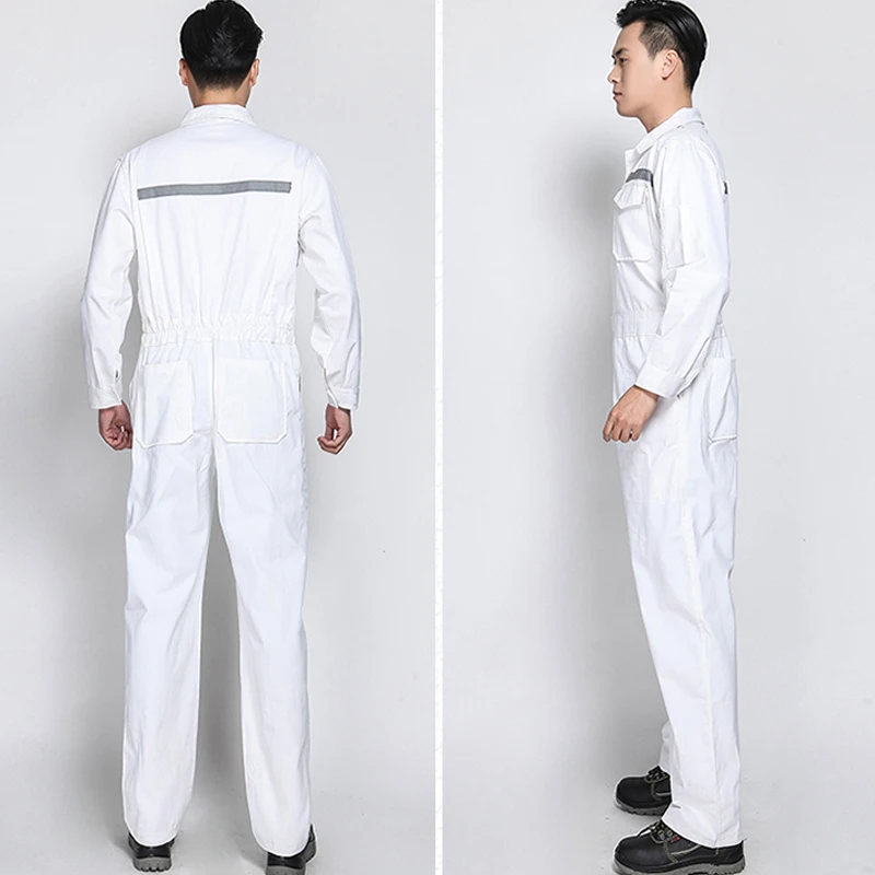 Men Work Overalls Working Uniforms 100%cotton Welding Mechanic Reflective Clothes Siamese Elastic Waist Overalls Coverall Overol